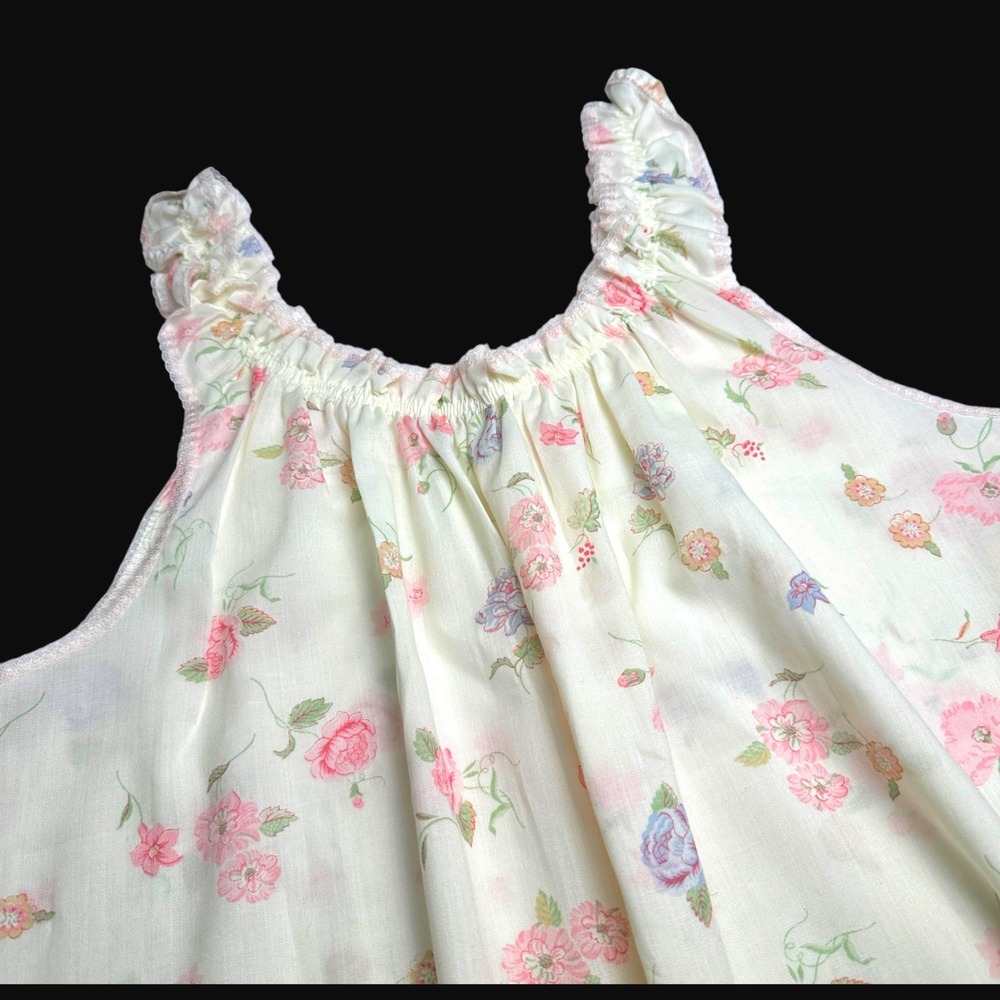 Vintage Miss Elaine Nightgown L Floral Ruffle Sleeveless B Altman Tags ILGWU USA - Picture 12 of 12
